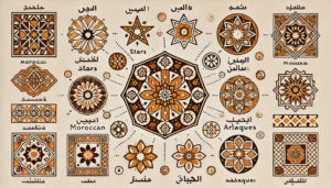 Illustration of Moroccan geometric patterns and their symbolic meanings