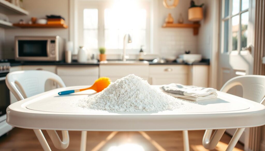 baking soda cleaning plastic table