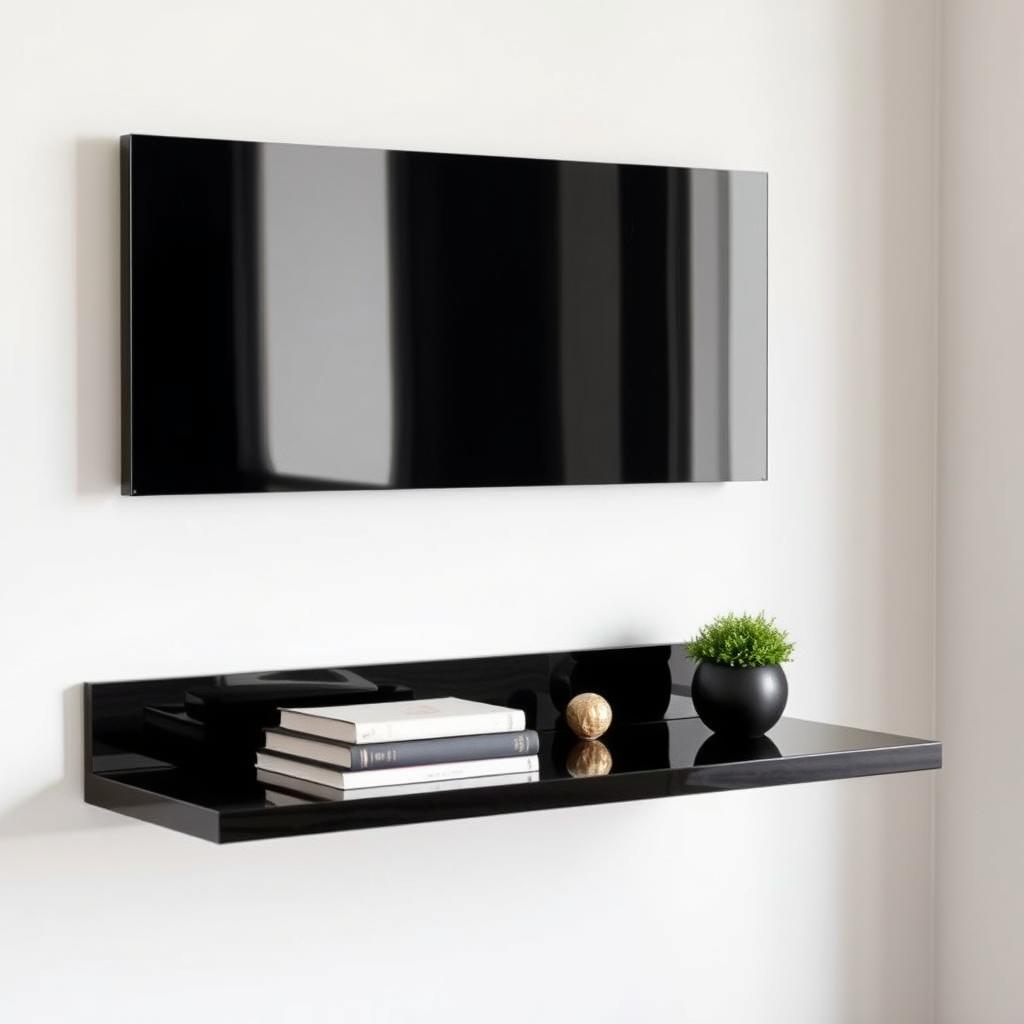 CB2 Piano Black Floating Shelf