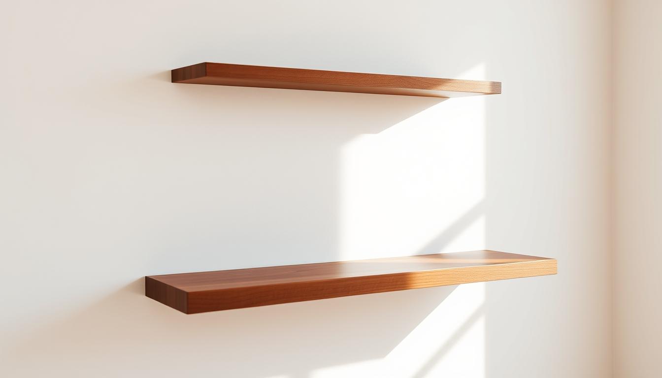 DIY walnut floating shelves