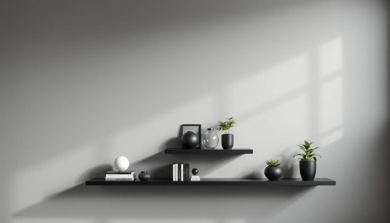 black floating shelves