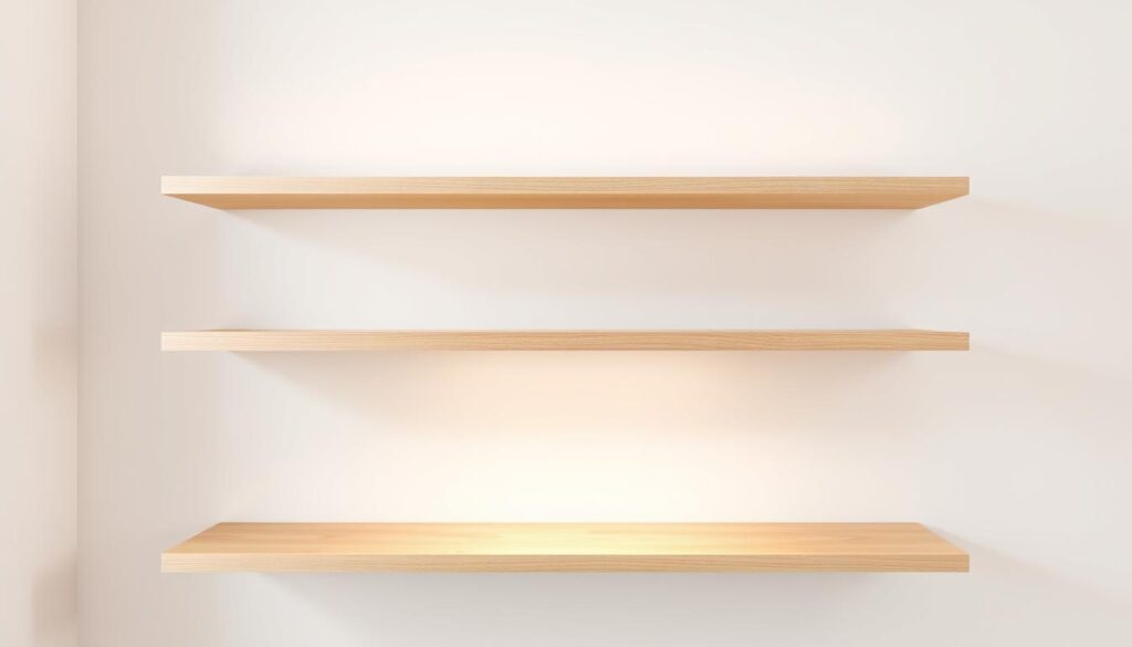 budget-friendly white oak floating shelves