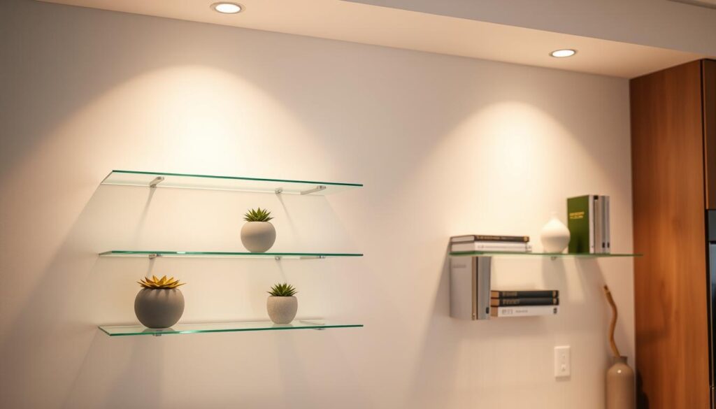 floating glass shelves for kitchen