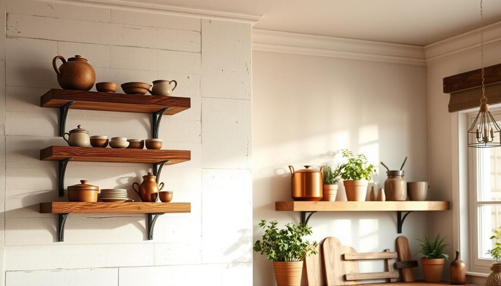 rustic kitchen shelves