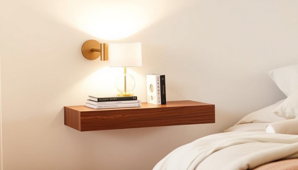 walnut floating nightstand