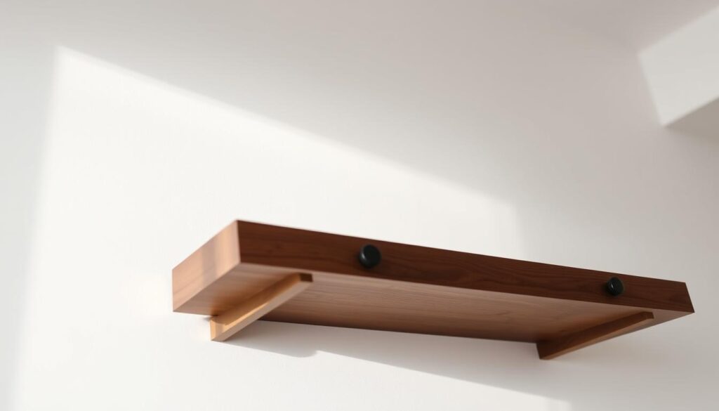 walnut floating shelf construction
