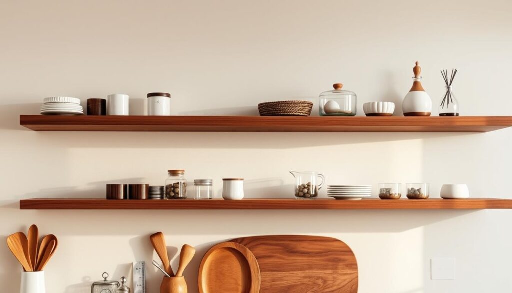 walnut shelves for kitchen