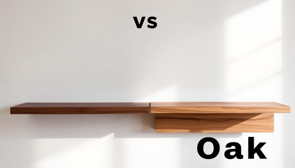walnut vs oak floating shelves price comparison