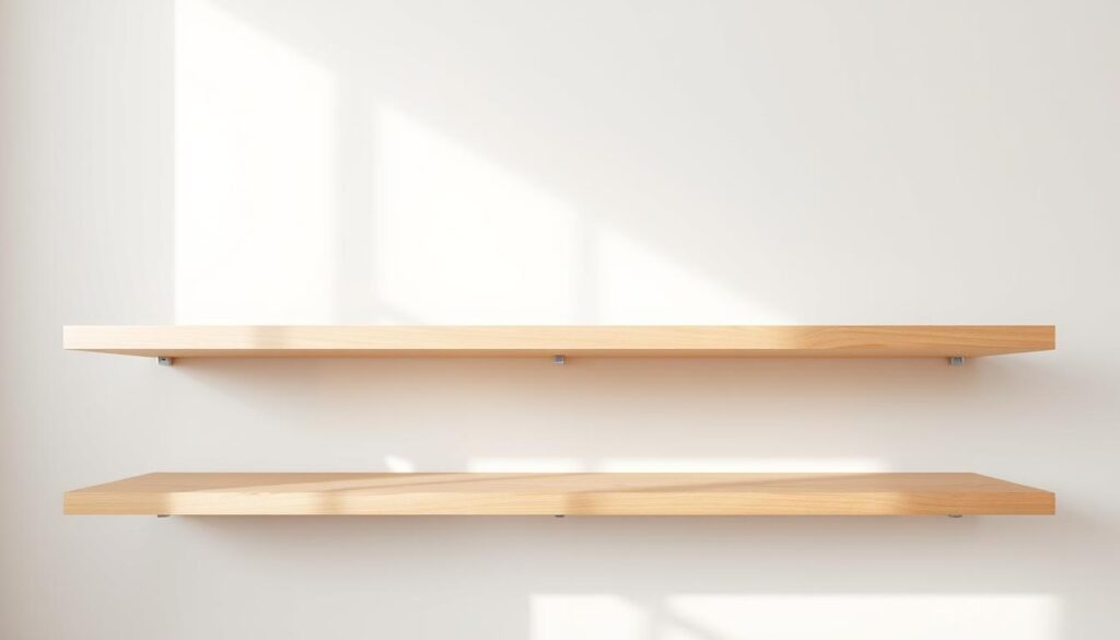 white oak floating shelves