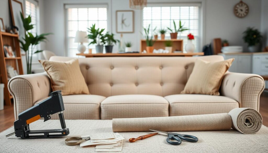DIY sofa reupholstery cost