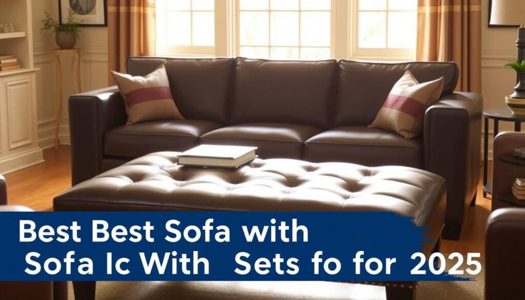 Pottery Barn Turner Square Arm Leather Sofa with Ottoman