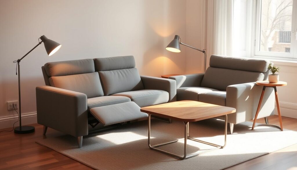 compact reclining sofa and loveseat