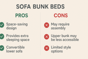 Comparison graphic showing the main pros and cons of sofa bunk beds