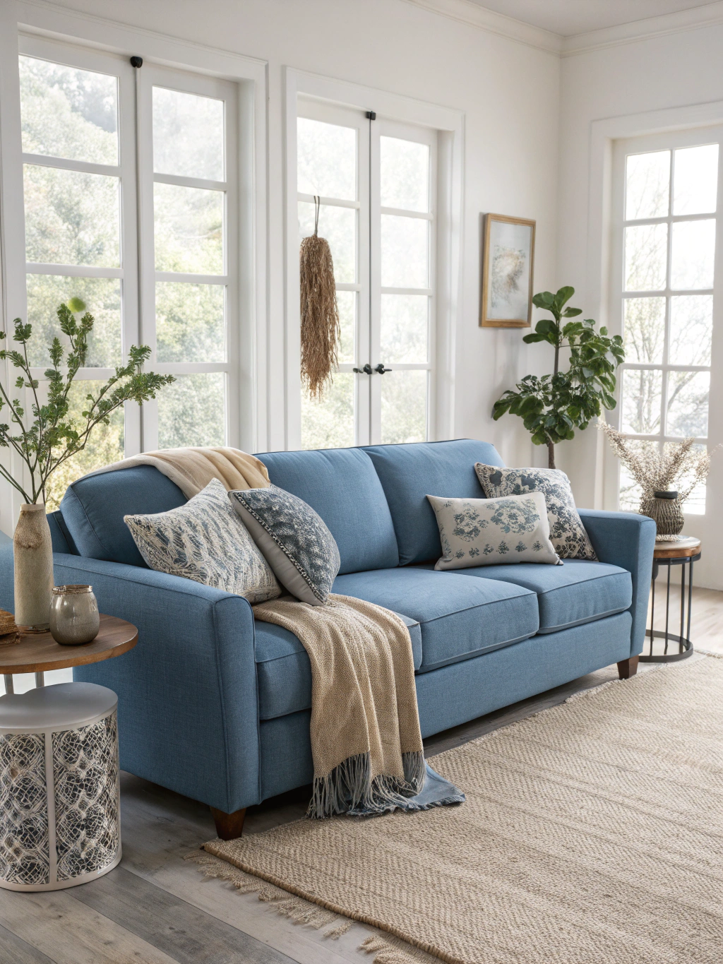 blue sofa living room ideas