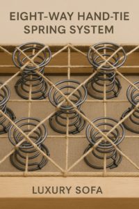 diagram of eight-way hand-tied spring system in a luxury sofa