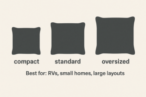 visual size guide for compact standard and oversized zippered sofa cushion covers