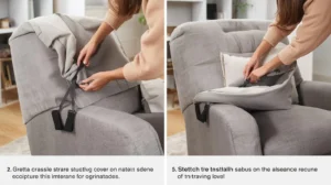 Installing a stretch furniture cover on a reclining sofa step by step