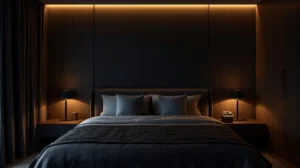 Modern bedroom lighting setup
