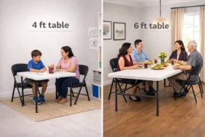 4 ft vs 6 ft folding table size comparison in real rooms