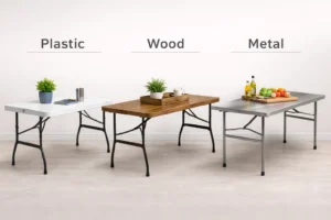 plastic wood metal folding tables materials comparison