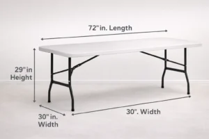 rectangular folding table dimensions diagram length width height