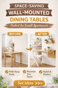 Wall-mounted dining table for small apartments, space-saving folding wall table ideas for compact dining rooms
