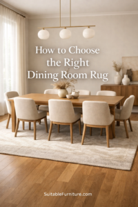 dining room rug placed under dining table with chairs fully on the rug