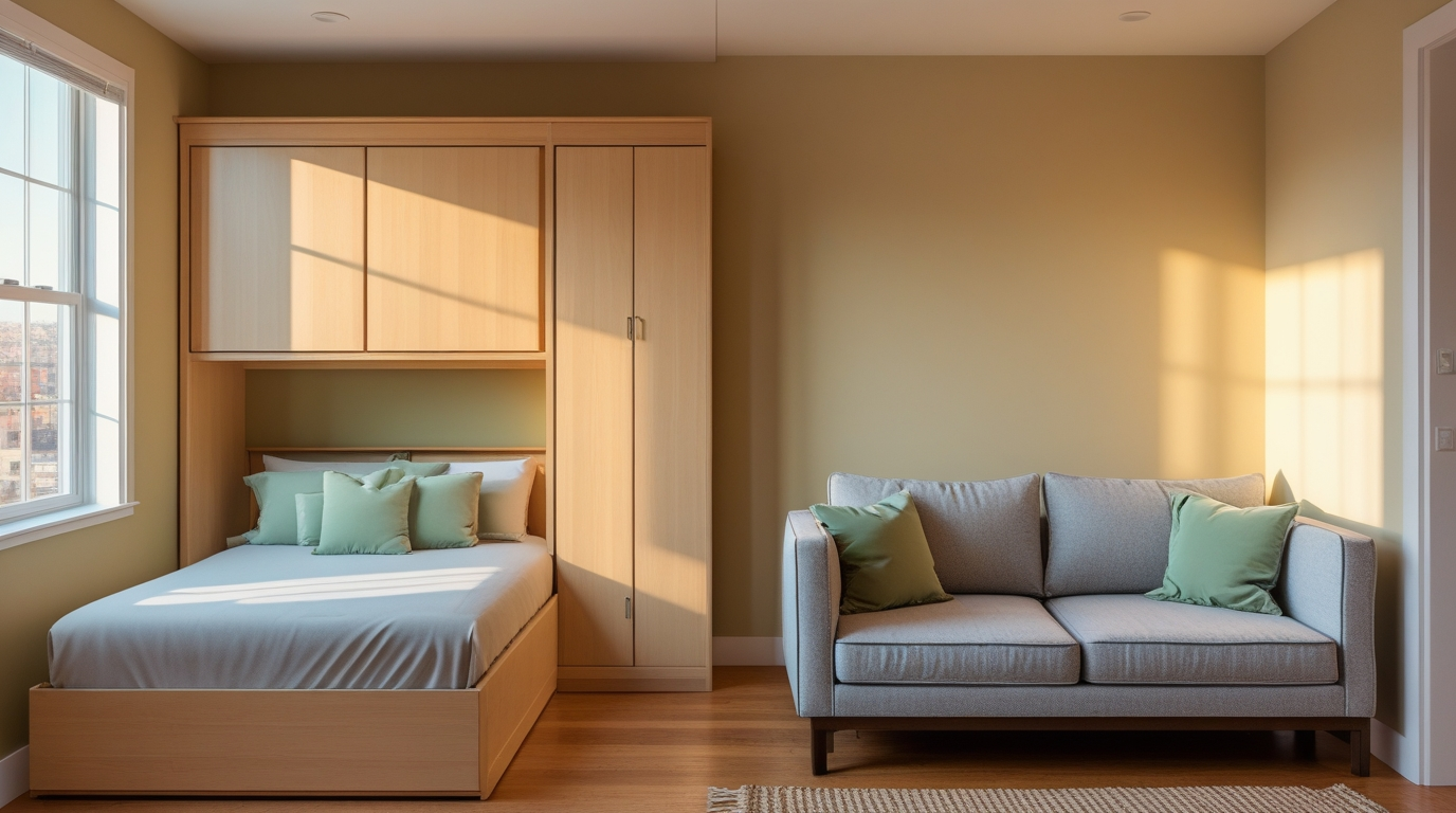 murphy bed vs sofa bed comparison in a small studio apartment