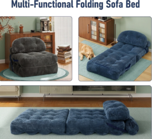 Best sleeper sofa for solo use in small apartment — Vellorise folding sofa bed with built-in lumbar support