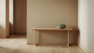 narrow console table 10 inches deep in a compact entryway showing clear walkway space on both sides