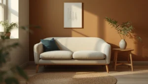 Curved sectional sofa small room — MUDANT 50-inch cloud loveseat in cream, studio apartment under 150 sq ft