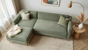 Best sleeper sofa for small apartment — 4-in-1 corduroy convertible sofa bed folded flat in studio living room
